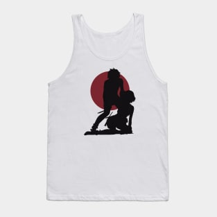 Danmachi Or Is It Wrong To Try Or Dungeon Ni Deai Season 4 Anime Characters Bell And Ryuu In Minimalist Sunset Vintage Design Tank Top